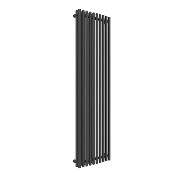 Radiatore Elettrico di Design Nero Opaco Verticale (Doppio Pannello) da  1600 mm x 236 mm con Elemento Elettrico da 1200 W - Revive